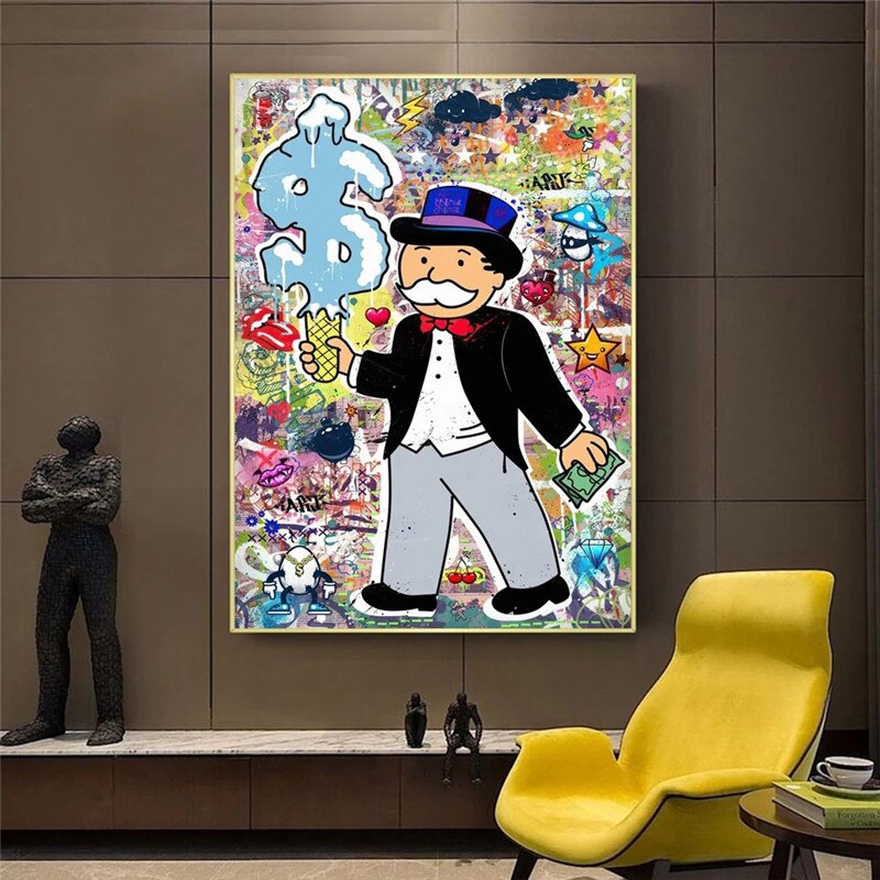 Money Forbes Funny Monopoly Alec Canvas Print-ChandeliersDecor