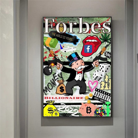 Money Forbes Funny Monopoly Alec Canvas Print-ChandeliersDecor