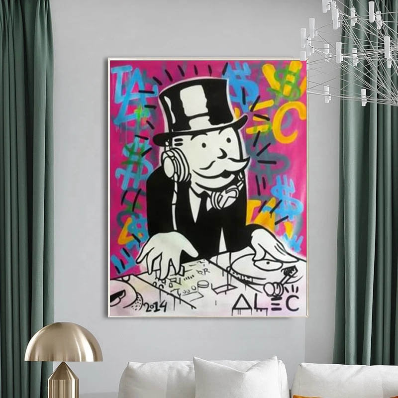 Money Poster Alec Monopoly Canvas Print-ChandeliersDecor
