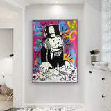 Money Poster Alec Monopoly Canvas Print-ChandeliersDecor