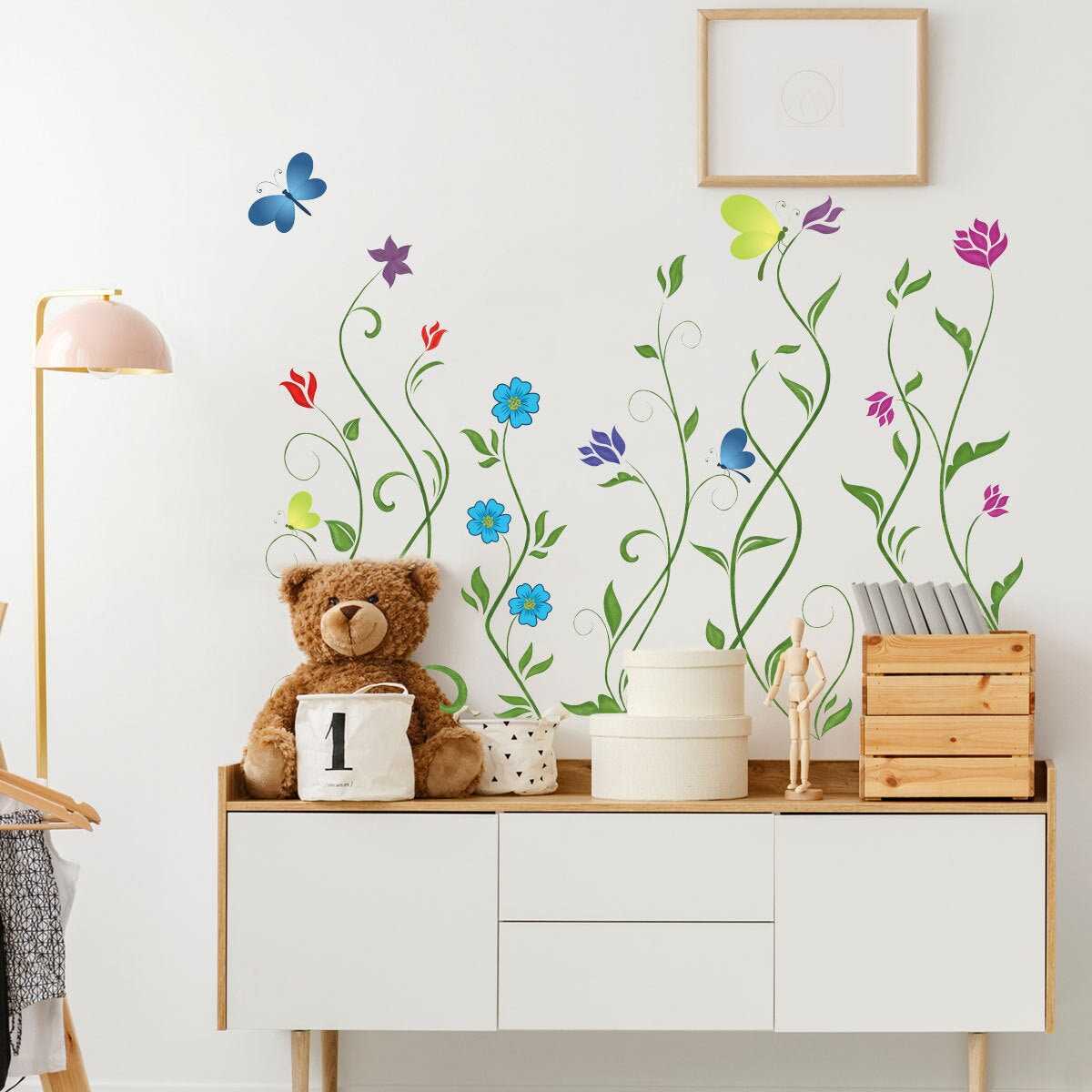 Flowers Wall Stickers | Home Room Decoration Bedroom Bathroom Adhesive Wallpaper Wall Furniture Door House Interior Decor
