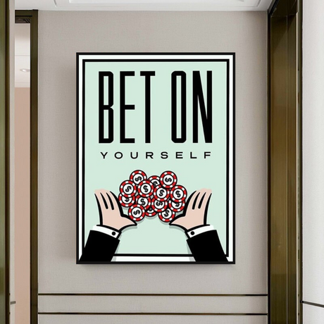 Monopoly Bet on Yourself Card Canvas Wall Art-ChandeliersDecor