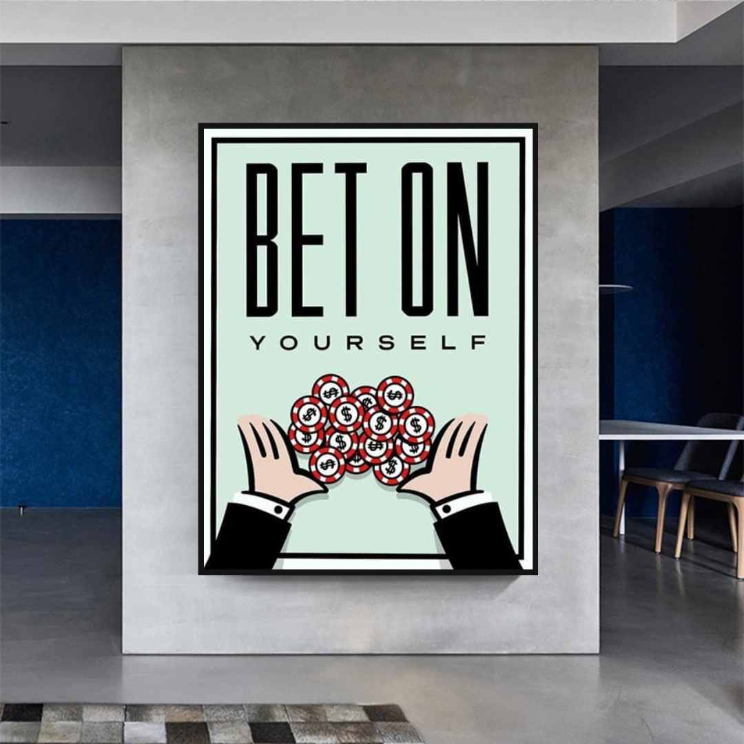 Monopoly Bet on Yourself Card Canvas Wall Art