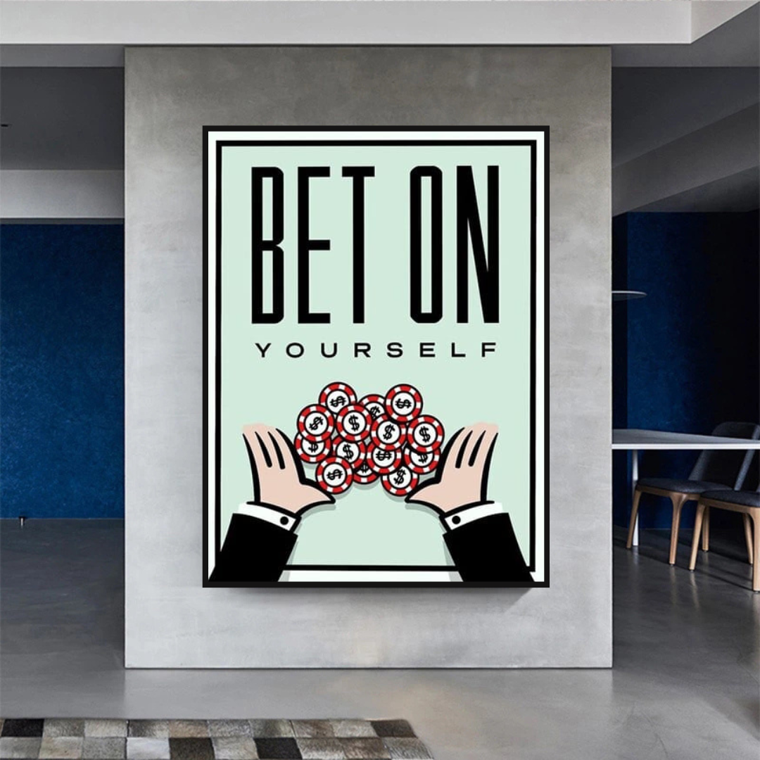 Monopoly Bet on Yourself Card Canvas Wall Art-ChandeliersDecor