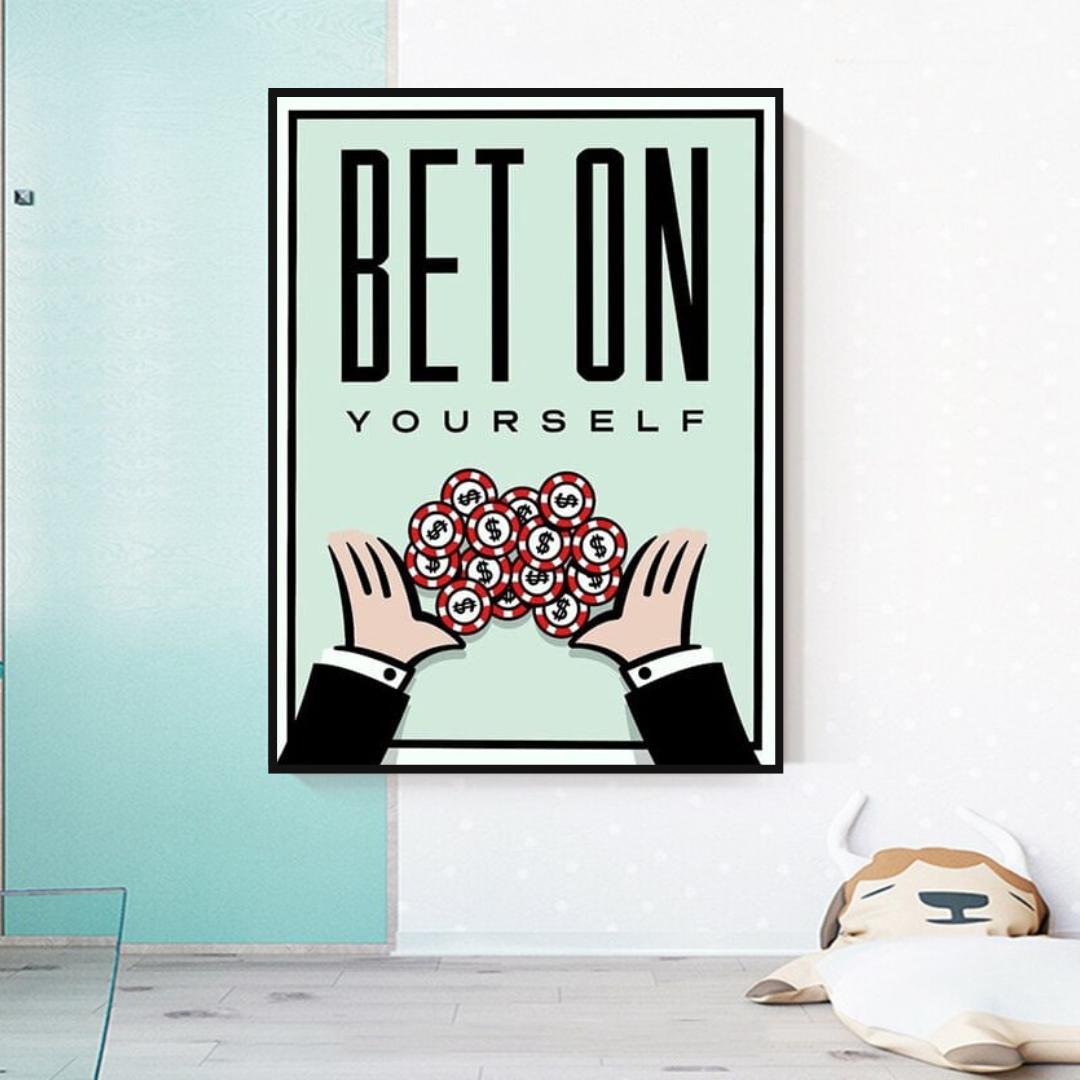 Monopoly Bet on Yourself Card Canvas Wall Art