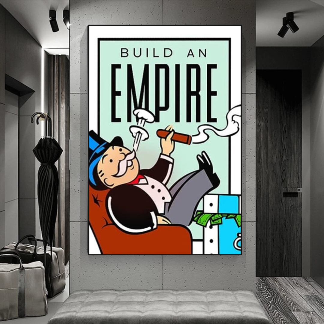 Monopoly Build an Empire Card Canvas Wall Art-ChandeliersDecor