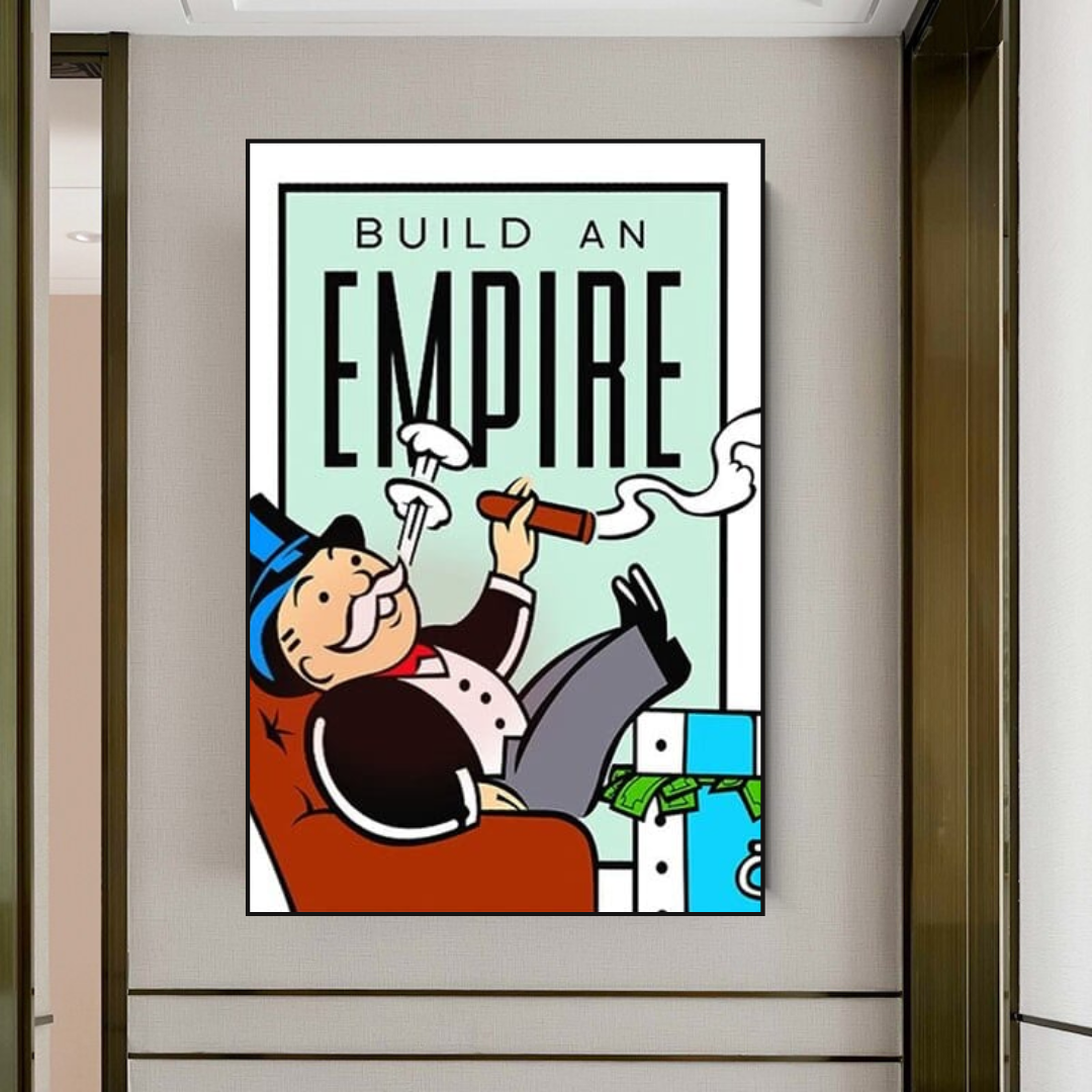 Monopoly Build an Empire Card Canvas Wall Art-ChandeliersDecor
