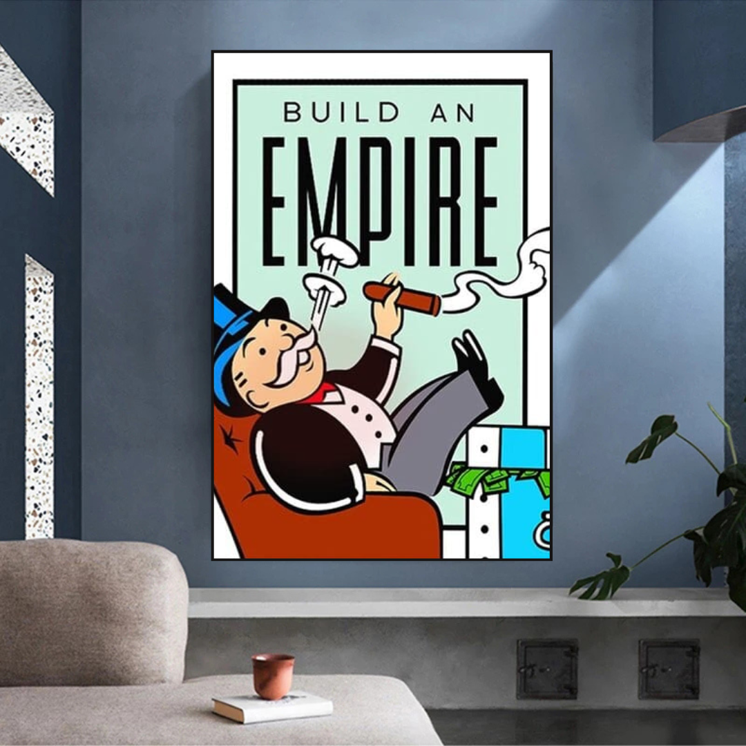 Monopoly Build an Empire Card Canvas Wall Art-ChandeliersDecor