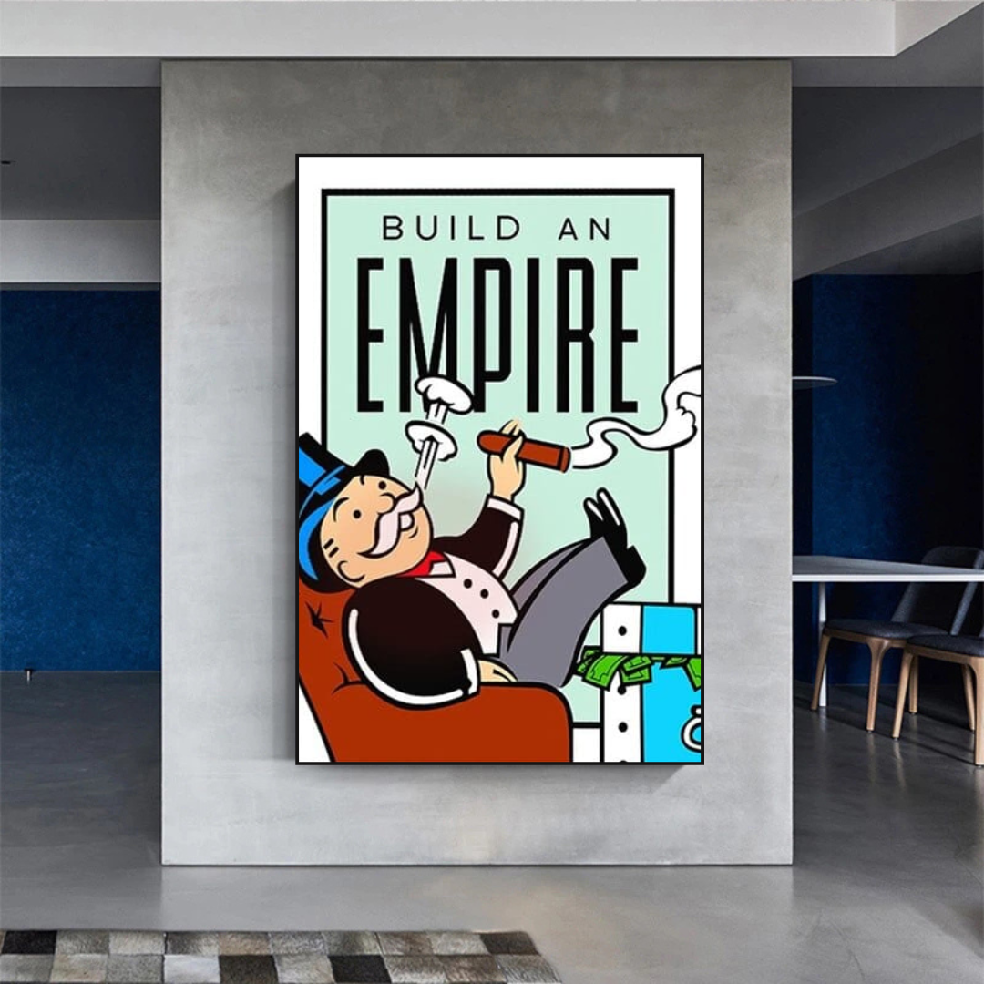 Monopoly Build an Empire Card Canvas Wall Art-ChandeliersDecor
