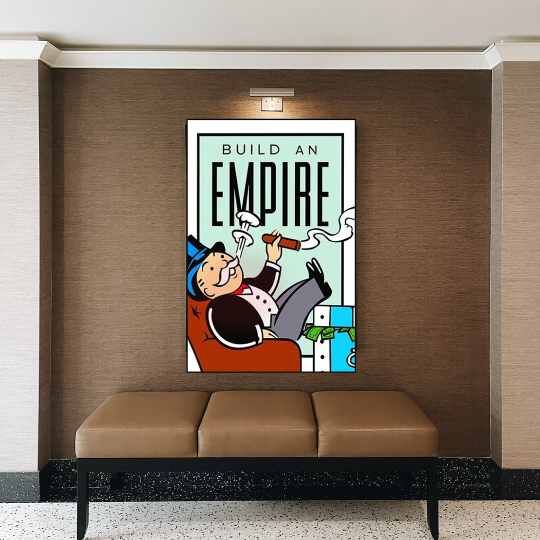 Monopoly Build an Empire Card Canvas Wall Art-ChandeliersDecor