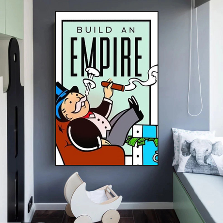 Monopoly Build an Empire Card Canvas Wall Art-ChandeliersDecor