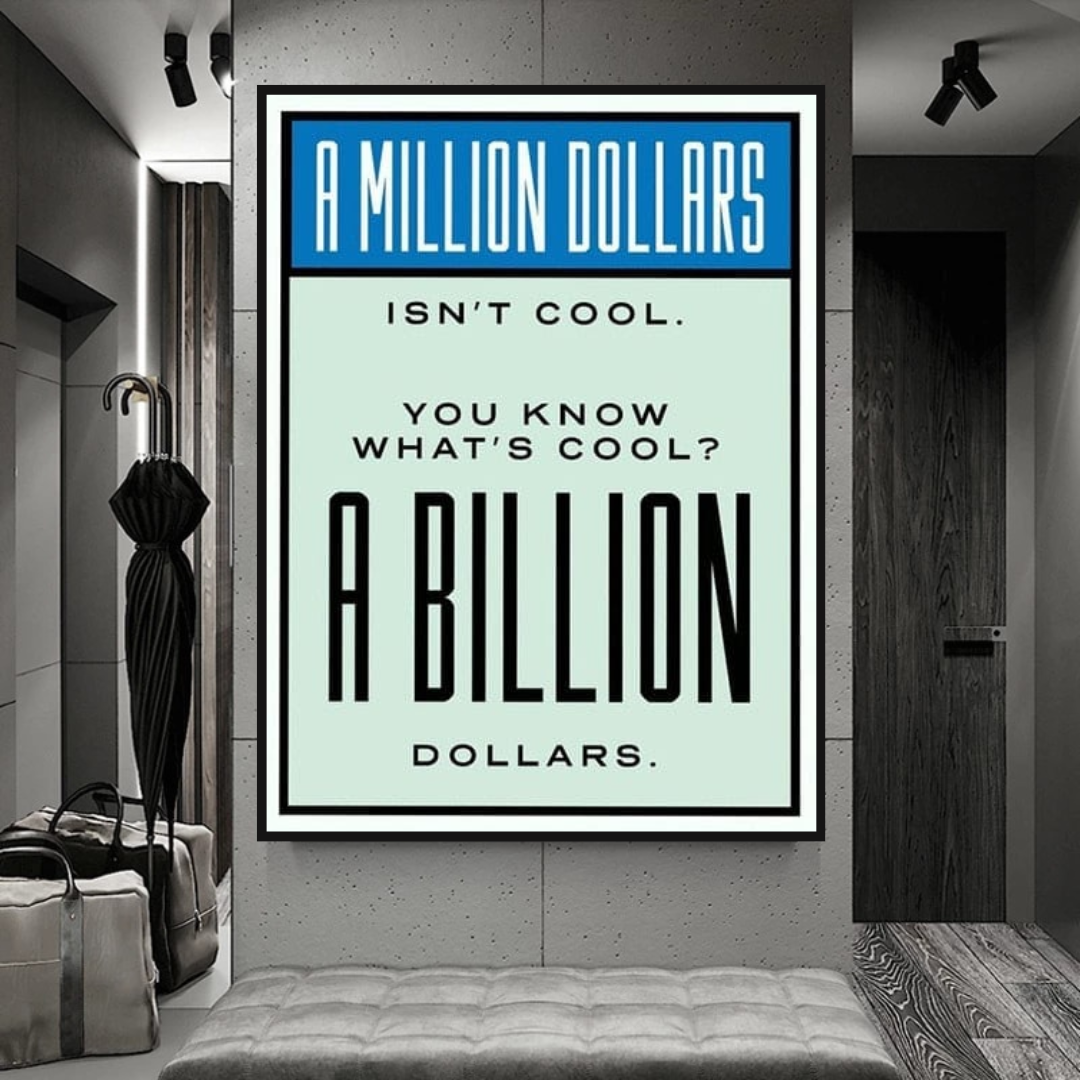 Monopoly Cool Billion Dollars Card Canvas Wall Art-ChandeliersDecor