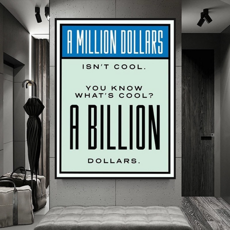 Monopoly Cool Billion Dollars Card Canvas Wall Art-ChandeliersDecor