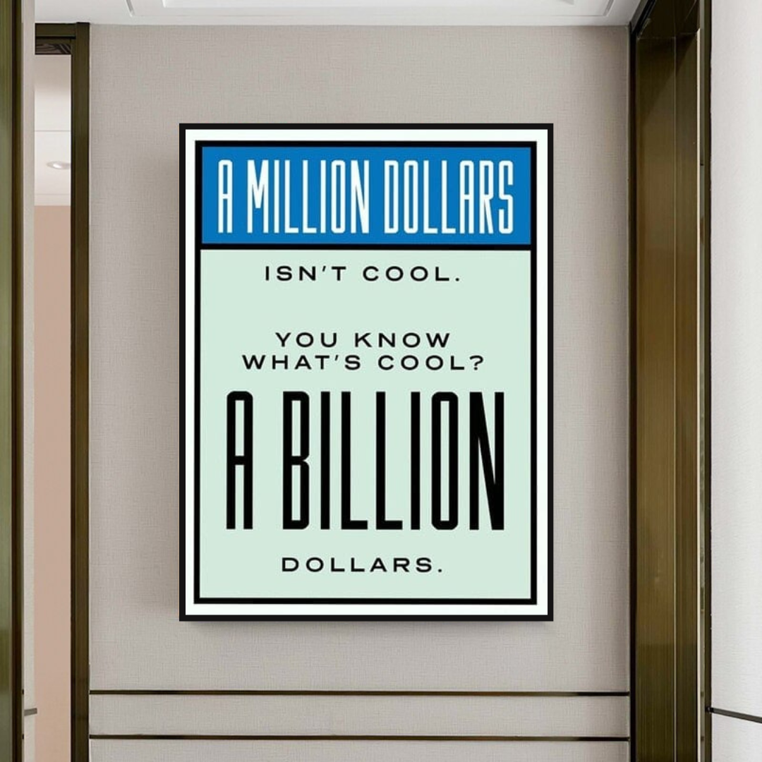 Monopoly Cool Billion Dollars Card Canvas Wall Art-ChandeliersDecor