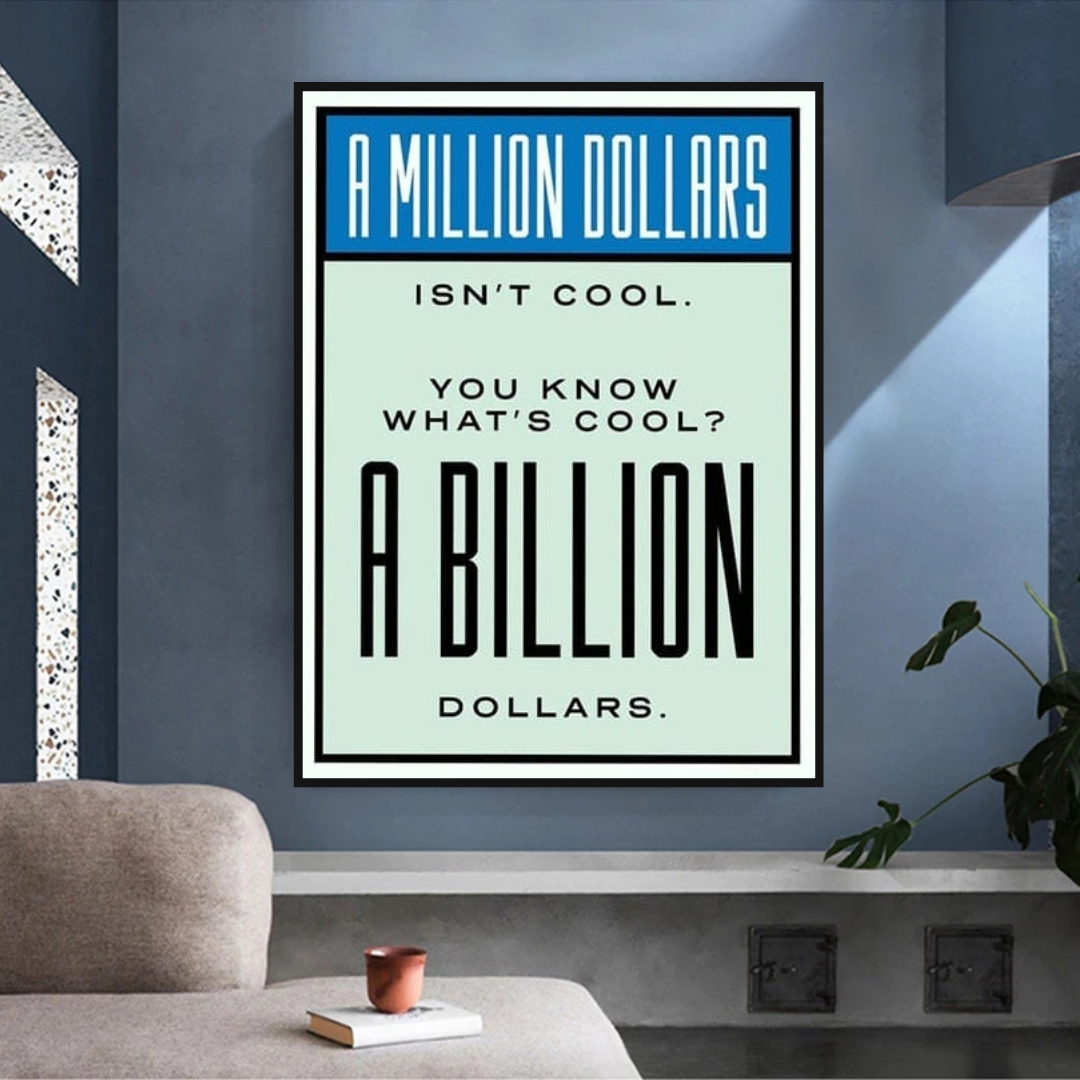 Monopoly Cool Billion Dollars Card Canvas Wall Art-ChandeliersDecor