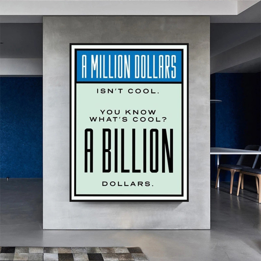 Monopoly Cool Billion Dollars Card Canvas Wall Art-ChandeliersDecor