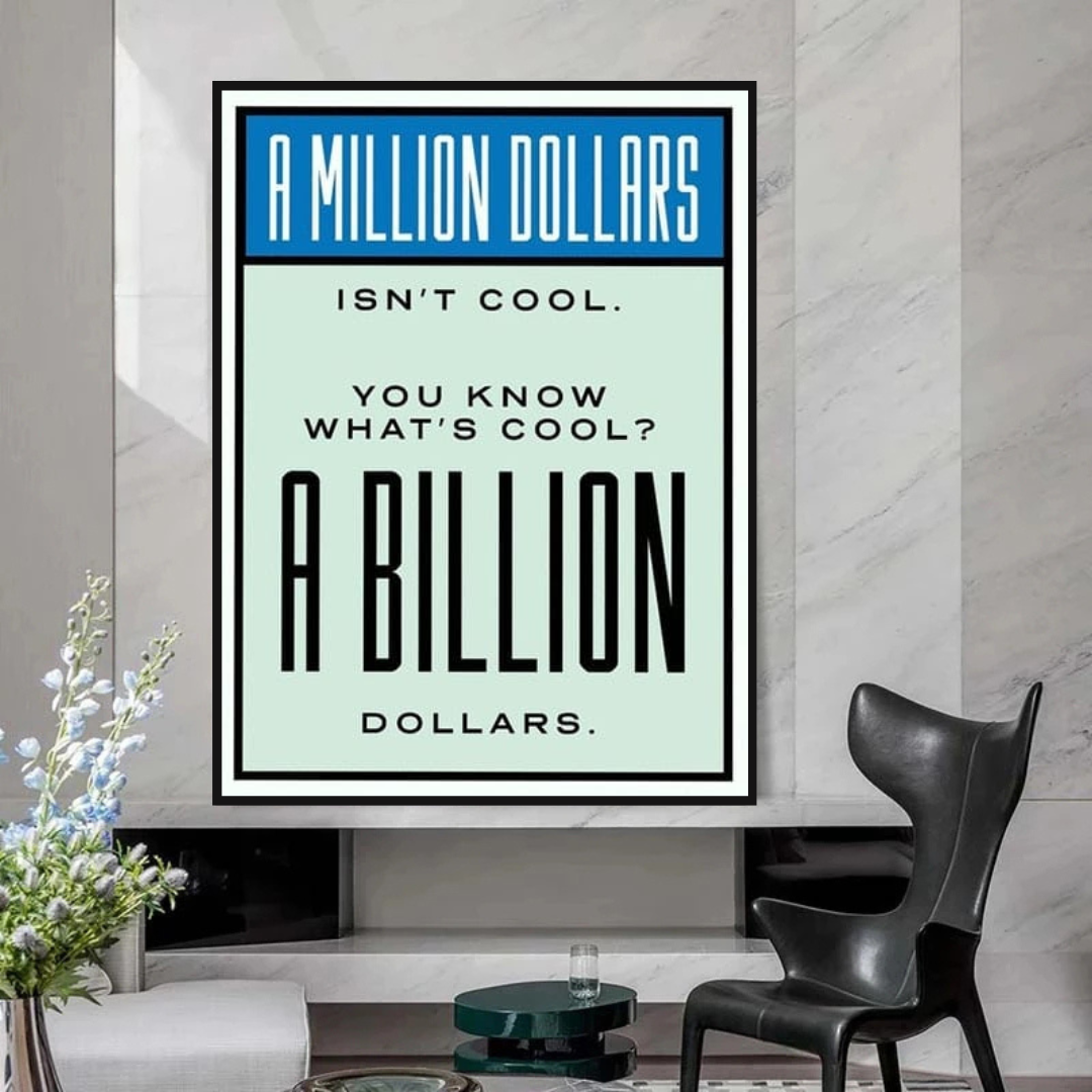 Monopoly Cool Billion Dollars Card Canvas Wall Art-ChandeliersDecor