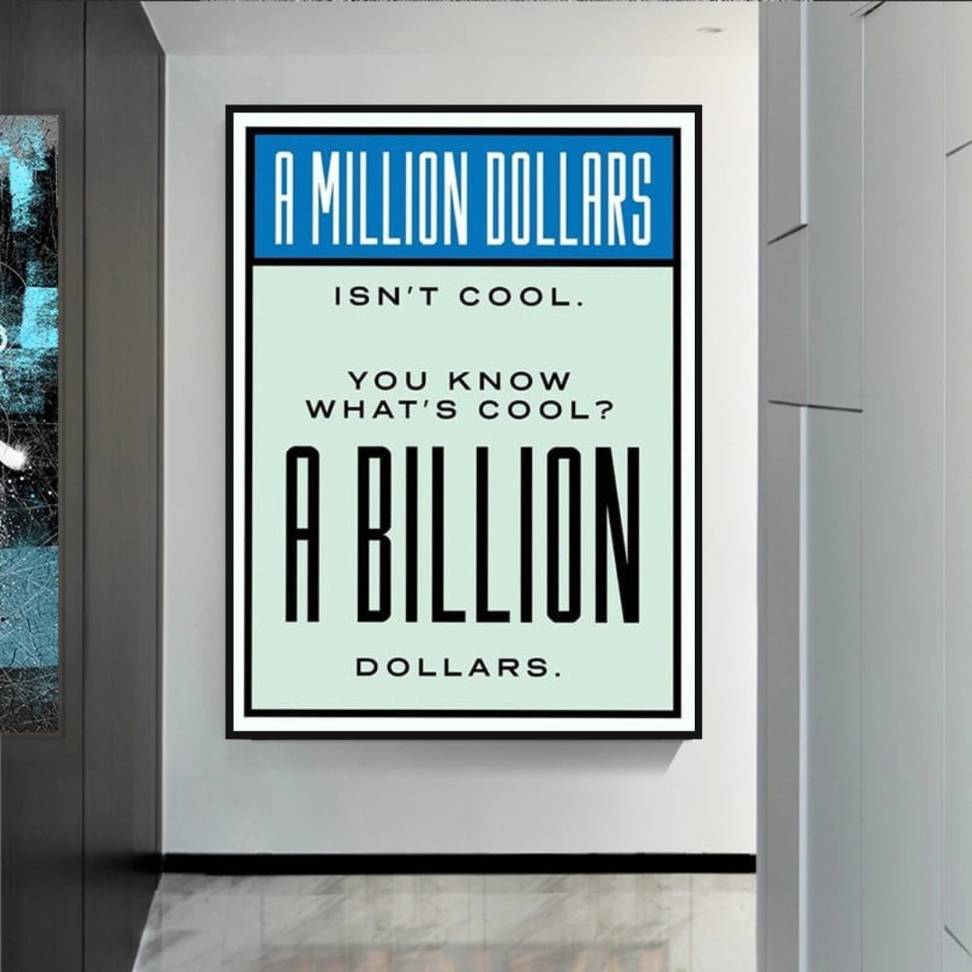 Monopoly Cool Billion Dollars Card Canvas Wall Art-ChandeliersDecor