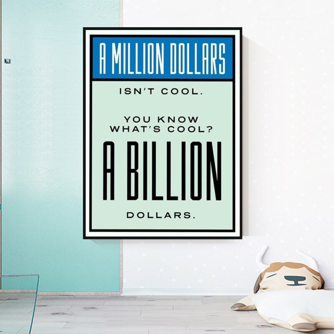 Monopoly Cool Billion Dollars Card Canvas Wall Art-ChandeliersDecor
