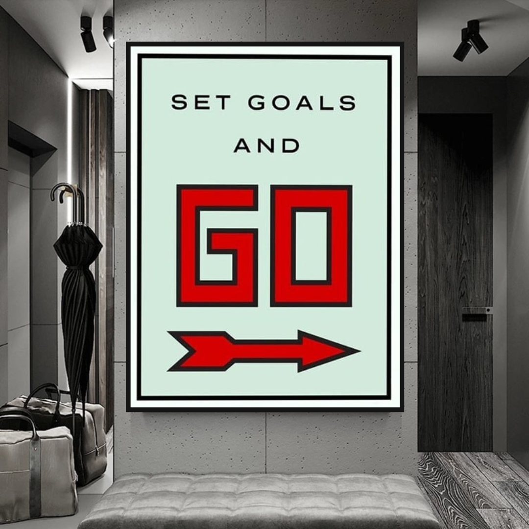 Monopoly Get Goals and Go Card Canvas Wall Art-ChandeliersDecor