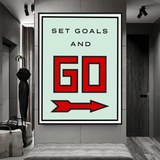 Monopoly Get Goals and Go Card Canvas Wall Art-ChandeliersDecor