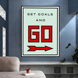 Monopoly Get Goals and Go Card Canvas Wall Art-ChandeliersDecor