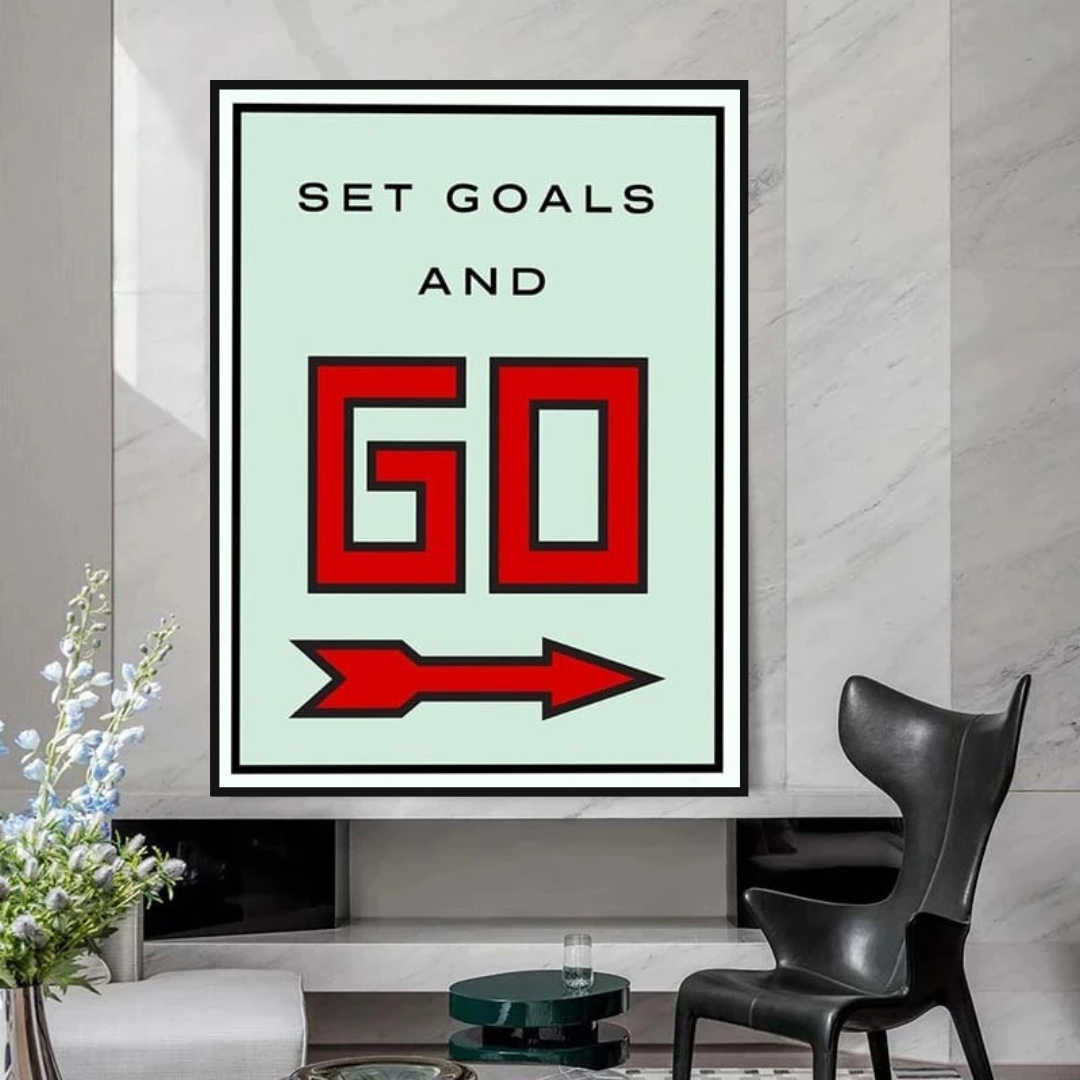 Monopoly Get Goals and Go Card Canvas Wall Art-ChandeliersDecor