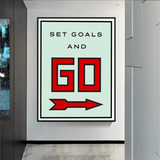 Monopoly Get Goals and Go Card Canvas Wall Art-ChandeliersDecor