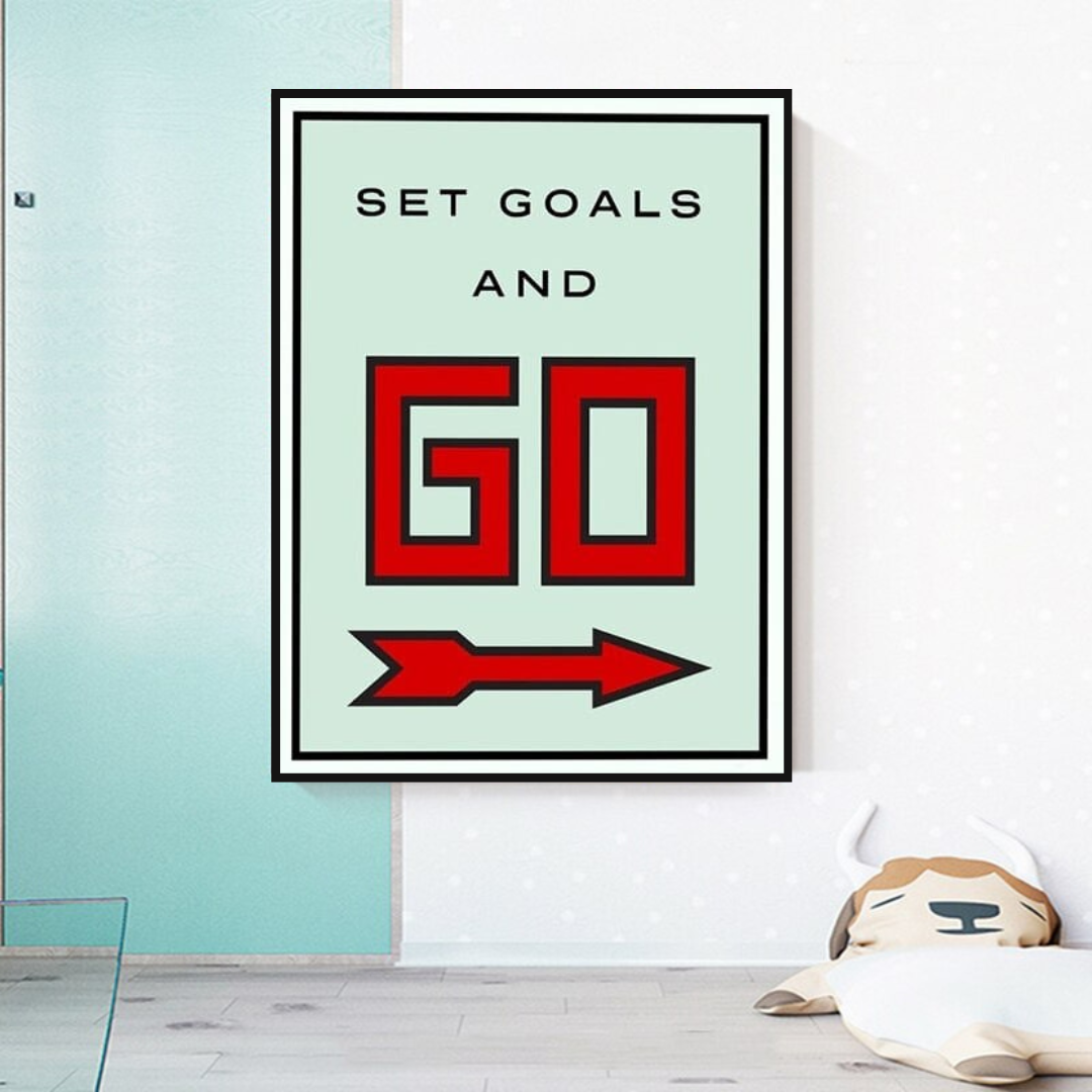 Monopoly Get Goals and Go Card Canvas Wall Art-ChandeliersDecor