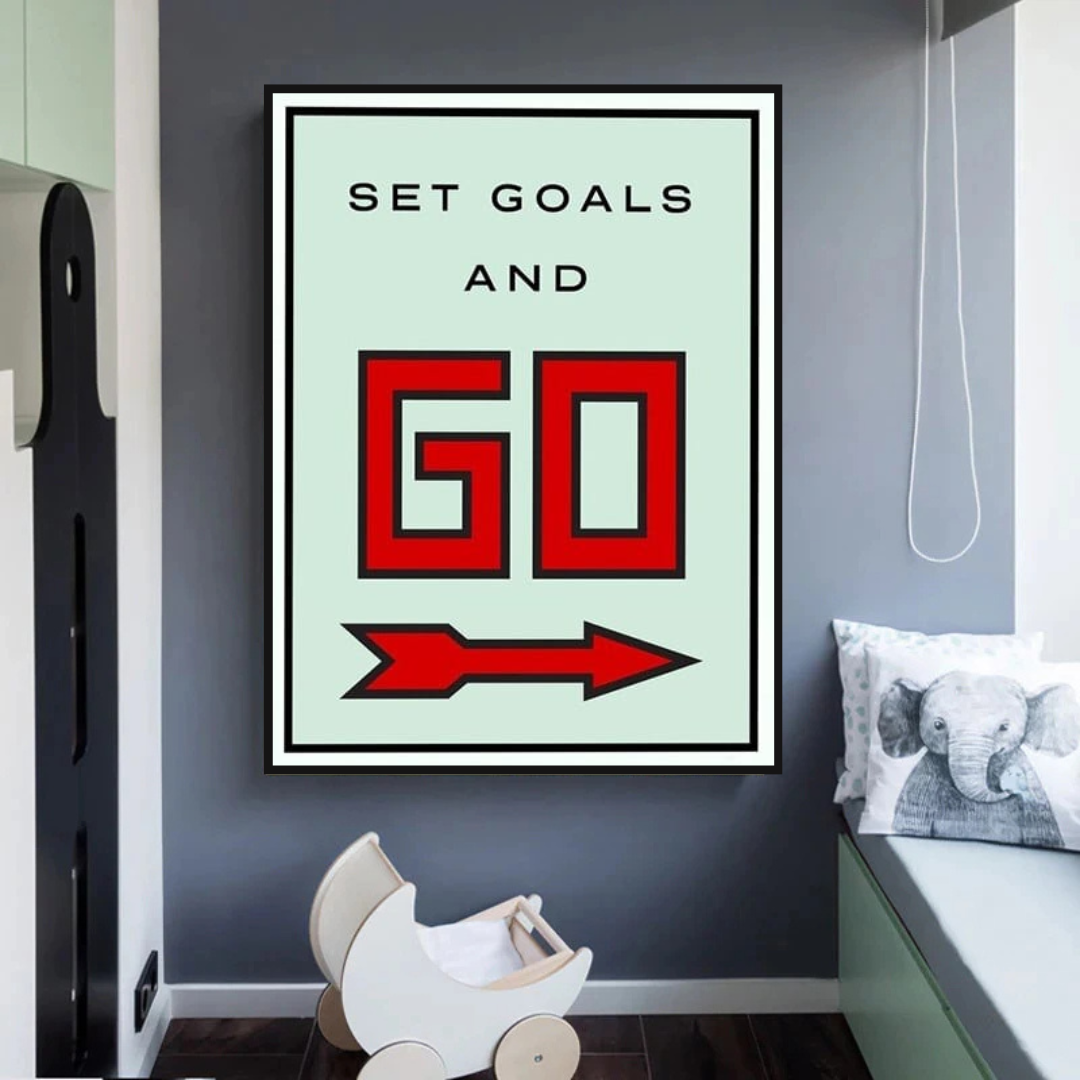 Monopoly Get Goals and Go Card Canvas Wall Art-ChandeliersDecor