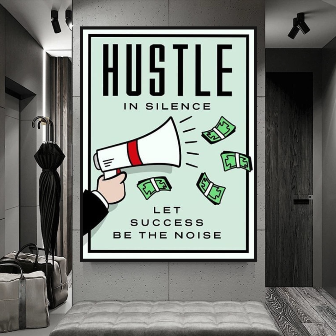 Monopoly Hustle in Silence Card Canvas Wall Art-ChandeliersDecor