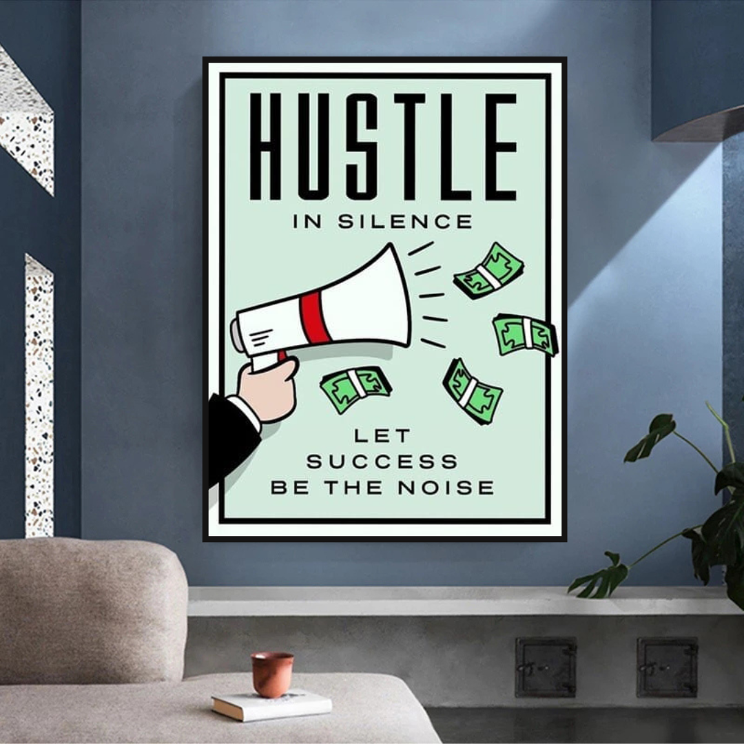 Monopoly Hustle in Silence Card Canvas Wall Art-ChandeliersDecor