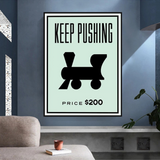 Monopoly Keep Pushing Card Canvas Wall Art-ChandeliersDecor