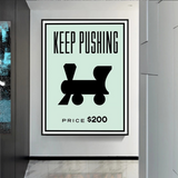 Monopoly Keep Pushing Card Canvas Wall Art-ChandeliersDecor