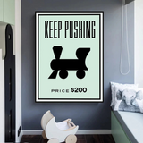 Monopoly Keep Pushing Card Canvas Wall Art-ChandeliersDecor