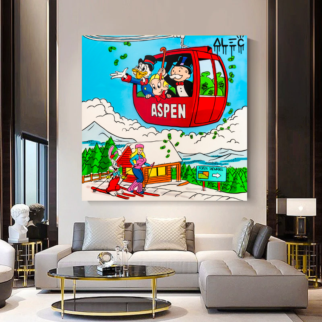 Monopoly Millionaires in Swiss Alps - Alec Monopoly Art-ChandeliersDecor