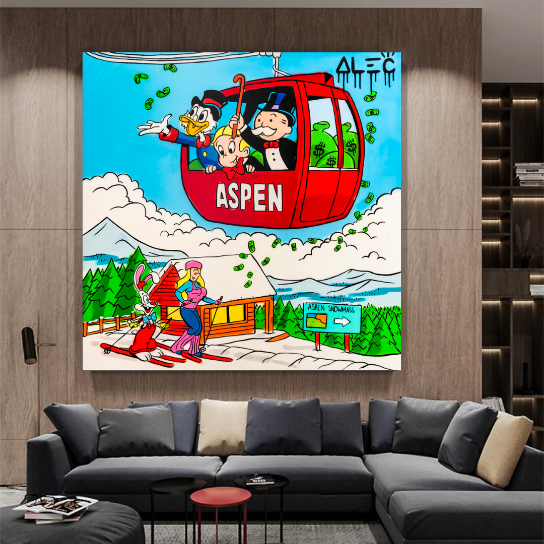 Monopoly Millionaires in Swiss Alps - Alec Monopoly Art-ChandeliersDecor