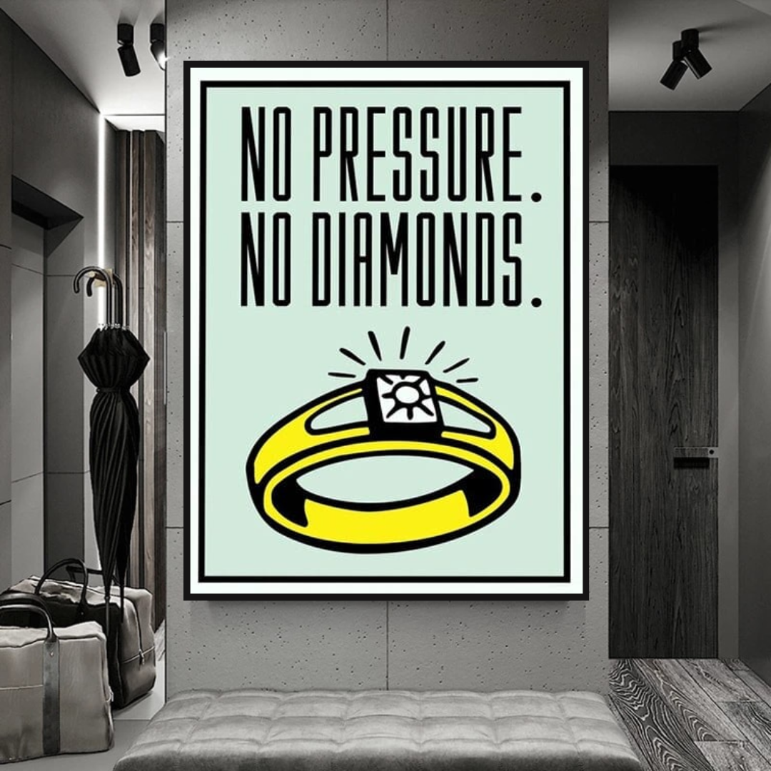 Monopoly No Pressure No Diamonds Card Canvas Wall Art-ChandeliersDecor