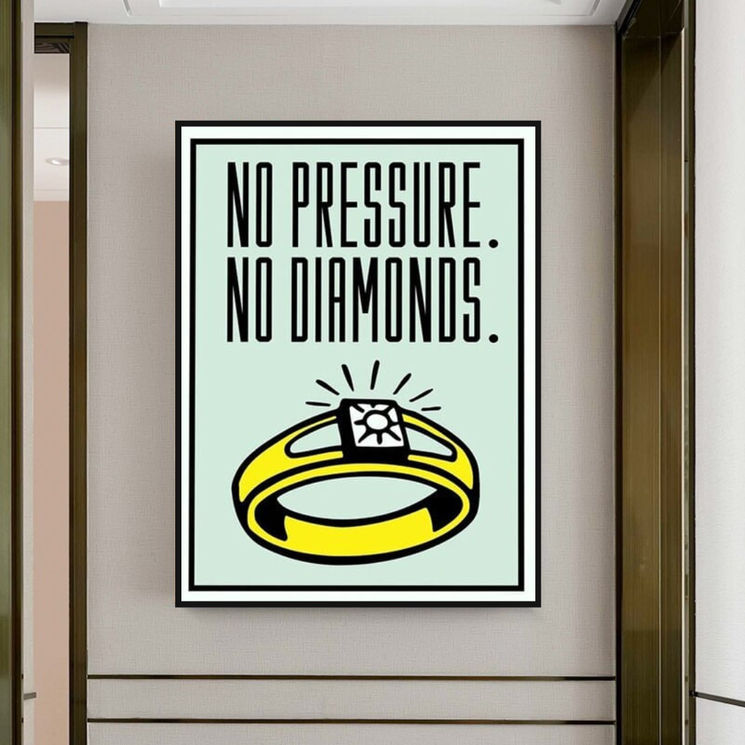 Monopoly No Pressure No Diamonds Card Canvas Wall Art-ChandeliersDecor