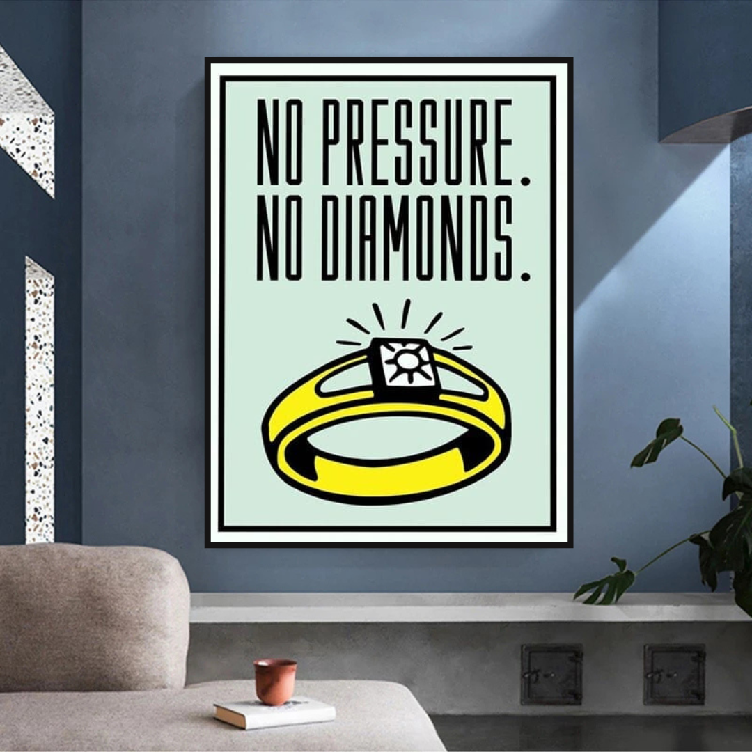 Monopoly No Pressure No Diamonds Card Canvas Wall Art-ChandeliersDecor