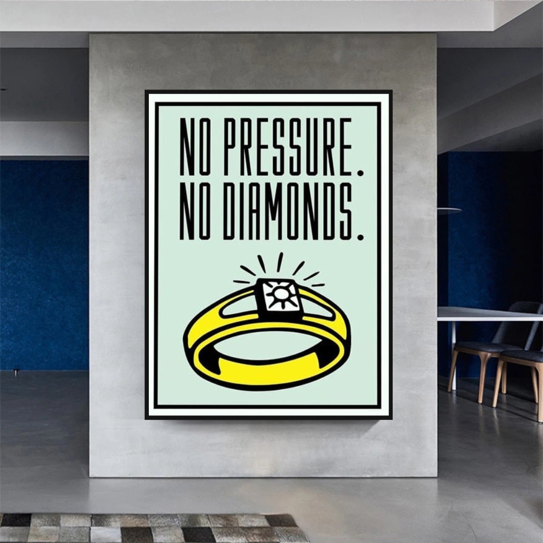 Monopoly No Pressure No Diamonds Card Canvas Wall Art-ChandeliersDecor