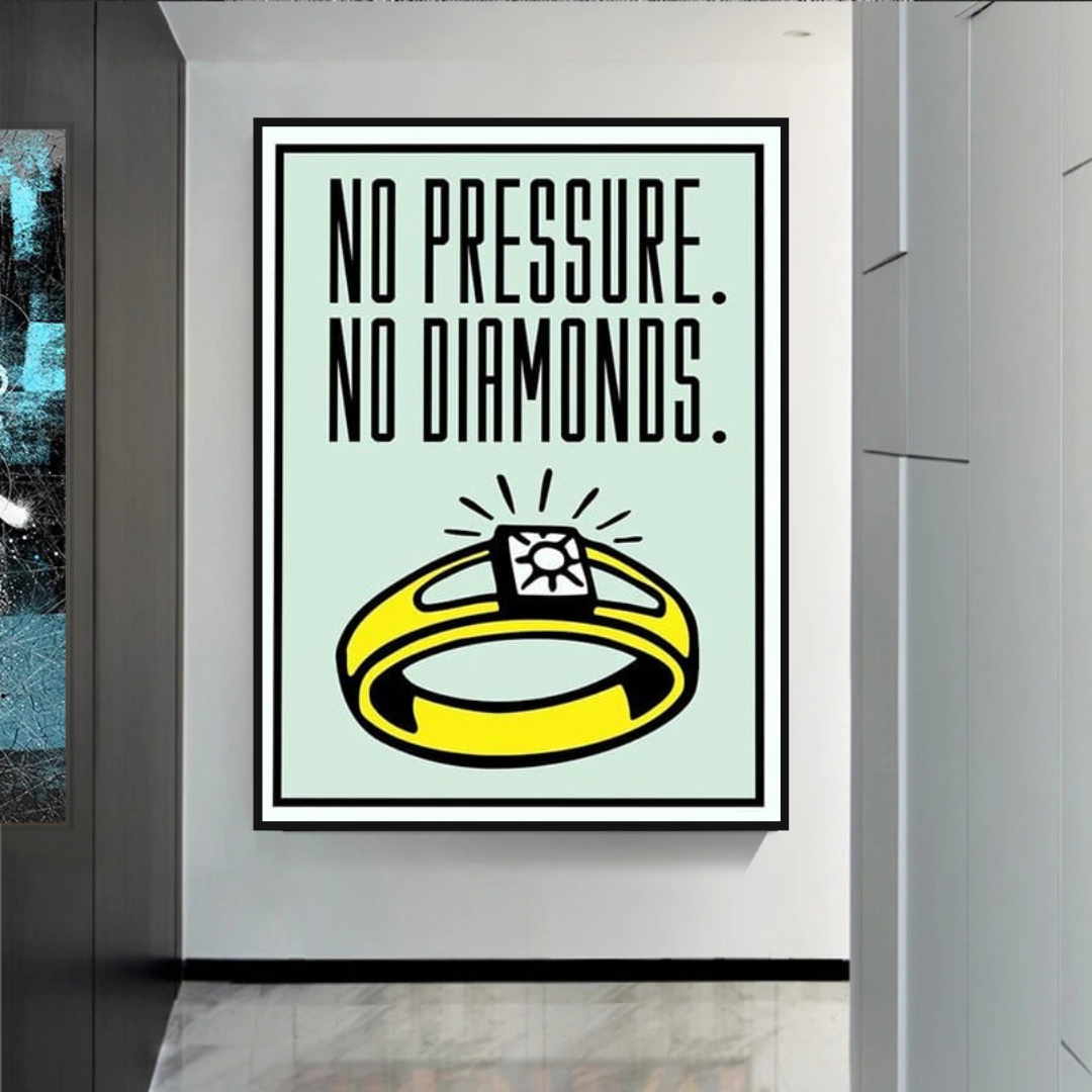 Monopoly No Pressure No Diamonds Card Canvas Wall Art-ChandeliersDecor