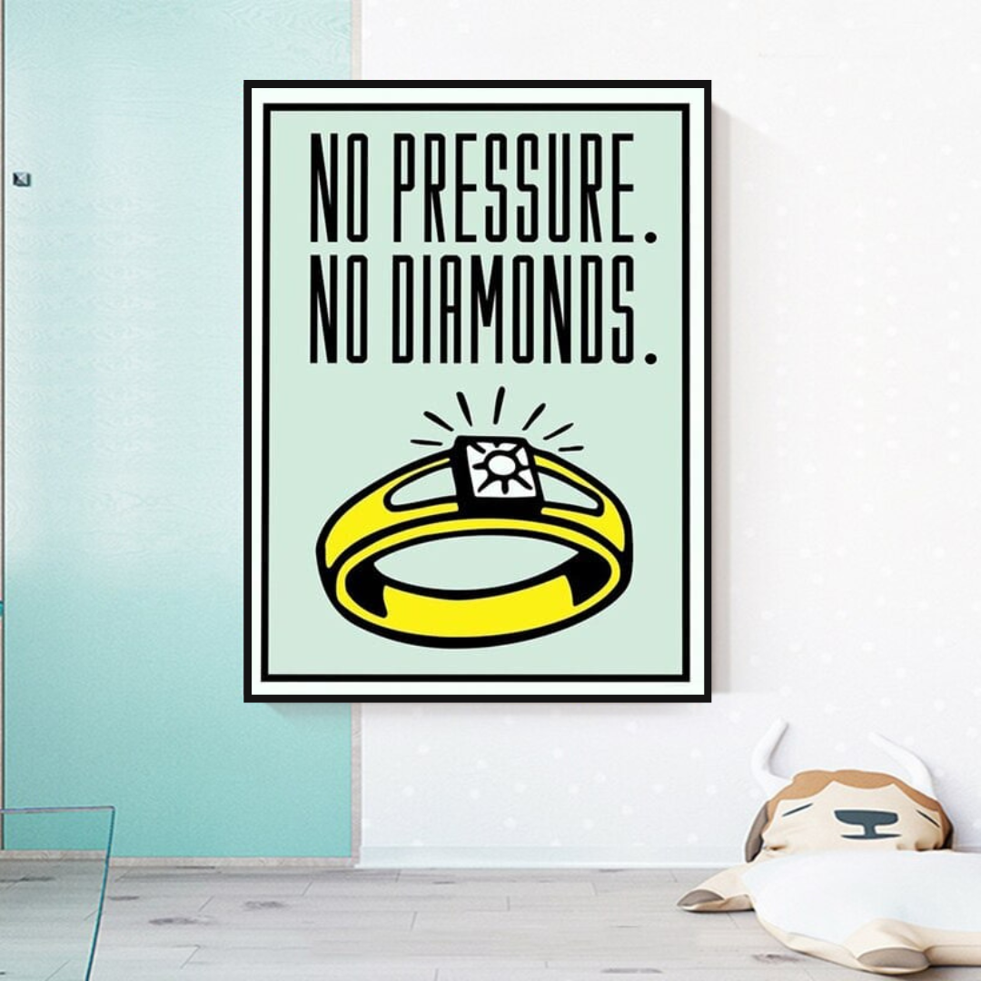 Monopoly No Pressure No Diamonds Card Canvas Wall Art-ChandeliersDecor