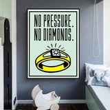 Monopoly No Pressure No Diamonds Card Canvas Wall Art-ChandeliersDecor