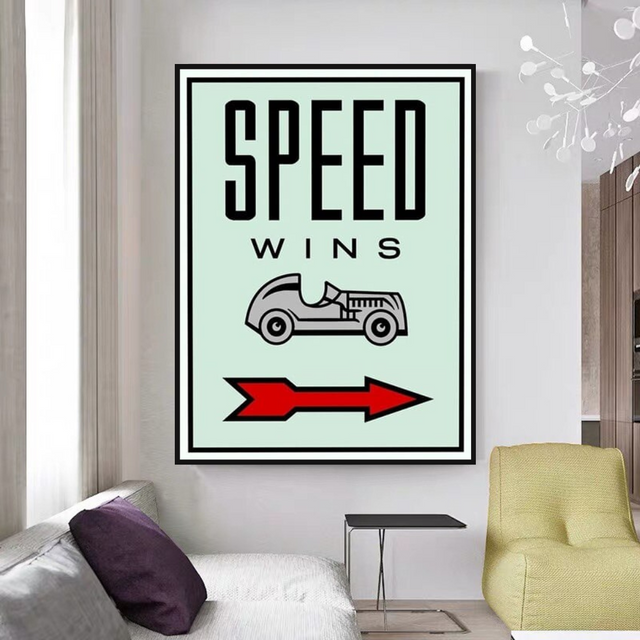 Monopoly Speed Wins Card Canvas Wall Art