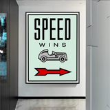 Monopoly Speed Wins Card Canvas Wall Art-ChandeliersDecor