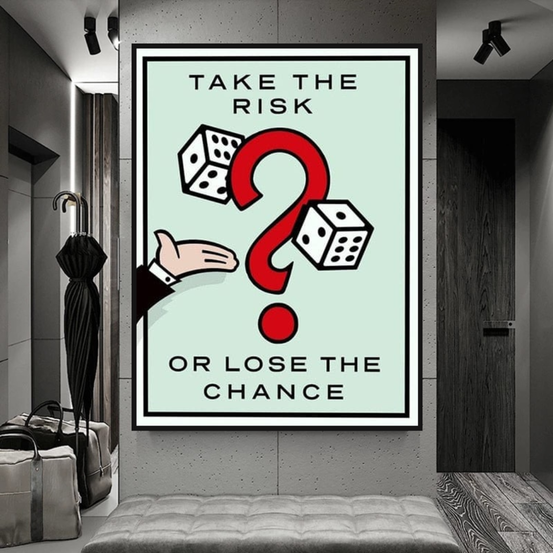 Monopoly Take the Risk Card Canvas Wall Art-ChandeliersDecor