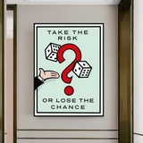 Monopoly Take the Risk Card Canvas Wall Art-ChandeliersDecor