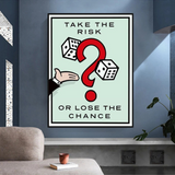 Monopoly Take the Risk Card Canvas Wall Art-ChandeliersDecor