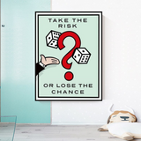 Monopoly Take the Risk Card Canvas Wall Art-ChandeliersDecor